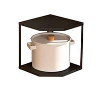 MRSTORY Cucina Piccola Scaffale Angolare Ventola a Forma di Spazio per Risparmio di Pentole in Acciaio Carbone Stabile per Pentole Organizzano Stoccaggio da Banco da Cucina (2 strati neri