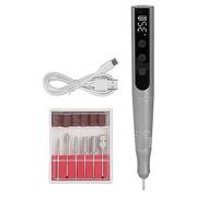MRSTORY Kit di Smerigliatrice per Unghie Elettrica Policchiere per Unghie Ricaricabile 35000 Giri/Min Manicure Pedicure Strumento di Pedicure per il Salone Usa Batteria a Ioni di Litio (Grigio)