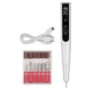 MRSTORY Kit di Smerigliatrice per Unghie Elettrica Policchiere per Unghie Ricaricabile 35000 Giri/Min Manicure Pedicure Strumento di Pedicure per il Salone Usa Batteria a Ioni di Litio (Argento)