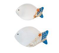 MRSTORY Scultura di Pesce a Tema per la Spiaggia per la Spiaggia di Pesce in Legno per Decorazioni per la Casa Soggiorno Camera da Letto Studiare Bagno da Bagno (C)