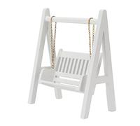 MRSTORY Swing House in Miniatura Swing White White Miniature Sedia in Legno Decorazioni per la Casa delle Bambole per la Scena del Giardino Decorazione di Betulla in Legno di Betulla