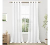 MRTREES 2 Pezzi Tende per Interni Voile in Lino per Cmera da Letto con Occhielli Tende Naturale Semitrasparenti per Soggirono Moderne Tenda Trasparente Leggera per Finestra 140x280 CM