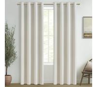 MRTREES Tenda Oscurante Termica Isolante Freddo e Caldo Tende Termiche Lino con Anelli 100% Tende Oscuranti per Interni Soggiorno Camera da Letto Salotto Cameretta 2 Pezzi, 140x225 CM, Bianco Avorio