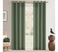 MRTREES Tenda Verde Oliva Semitrasparente Interno con Anelli Tende Lino per Interni Soggiorno Finestra Balcone Tende Camera da Letto Cameretta Bambina 2 Pezzi, 140x240 CM