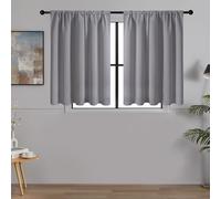 MRTREES Tende a rete opache corte e moderne per cucina, camper, bistrot, set da 2 pezzi, 120 x 90 cm (altezza x larghezza), tende corte e idrorepellenti, piccole con tasca per asta, colore grigio