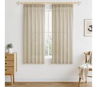 MRTREES Tende con volant a nastro Tende beige corte trasparenti 140X145cm (LXA) sciarpe ad anello set di 2 tende in lino look per soggiorno camera da letto ragazza giovane Tende