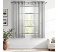 MRTREES Tende Finestre Voile Semi Trasparenti Grigio Chiaro 2 Pezzi con Occhielli 140x122 CM Tenda a Panello Tende Corte Leggere per Camera da Letto Cucina e Interni Moderne