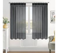 MRTREES tende grigie tenda con ganci per binario trasparente tende salotto moderne 2 pezzi soggiorno eleganti 140 x 137 cm, Tre metodi di utilizzo