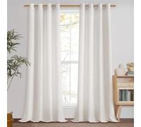 MRTREES Tende in lino per soggiorno con occhielli, semitrasparenti, set da 2 pezzi, lunghezza 215 cm, larghezza 140 cm, effetto lino, colore: bianco avorio