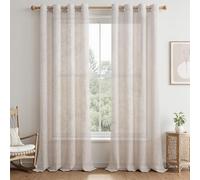 MRTREES Tende Lino Semitrasparenti per Interni Camera da Letto Soggiorno Moderne 2 Pezzi 140x260 cm Tenda per Salotto Eleganti con Occhielli Tende Cucina Porta Finestra, Marrone Chiaro