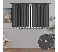 MRTREES Tende per Interni Oscuranti 60x90cm 2 Pezzi Termiche Isolanti Tende Moderno con Bastoni Camera da Letto Soggiorno Finestre Camerette Bambini Acustico Elegante Griogio Scuro