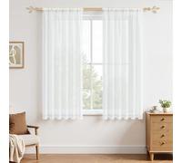 MRTREES Tende per Interni Voile Bianche Tende Cucina 2 Pezzi con Tasca per Asta 140cm Larghezza x 130cm Altezza, Tenda Bianca Trasparente Moderna per Cameretta Bambini e Finestra Casa