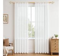MRTREES - Tende trasparenti bianche con asta 235x140 cm (AxL), set da 2, tende in voile semitrasparenti bianche, tende moderne corte per cucina, camera dei bambini, soggiorno e camera da letto