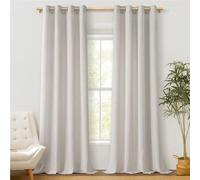 MRTREES Tende Trasparenti Pannello per Interni Tende Finestra Camera da Letto 2 Pezzi Tende Lino Naturale con Anelli Tenda a Vetro Cucina Cameretta Bambino Soggiorno, 140x245 CM