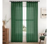 MRTREES Tende Verdi per Soggiorno Semitrasparenti 140x250 cm (L x A), 2 Pezzi Tende con Nastro Arricciato Stile Boho per Binario per Tenda, Ideali per Cucina, Soggiorno, Camera da Letto e Cameretta