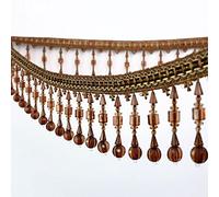 MRVAKDYDI Bordo in Pizzo con Nappine, Frangia di Nappa 11 cm x 3 m, Perline di Cristallo Multicolore for paralumi Fai da Te(Dark Brown)