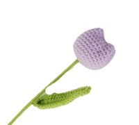 MRVAKDYDI Bouquet di Fiori all'Uncinetto, Crochet Knitted Tulip Artificial Flowers Bouquet Multicolor 54 PCS(6pcs Light Purple)