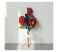 MRVAKDYDI Bouquet di Fiori all'Uncinetto, Handmade Knitted Crochet Artificial Flower Bouquet Multicolor 43cm Desktop Decor Gift(6)