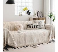 MRVAKDYDI Coperte in Pile per divani Coperta da Divano in Ciniglia con Nappine Multicolor 180x(130-420) cm(Brown,180 * 300cm)