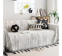 MRVAKDYDI Coperte in Pile per divani Coperta da Divano in Ciniglia con Nappine Multicolor 180x(130-420) cm(White,180 * 420cm)