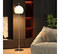 MRVAKDYDI Lampada da Terra Spazzolata, Lampada da Terra Moderna di metà secolo cromata con Paralume a Cupola in Vetro Multicolore dimmerabile(White,3-Color dimming)