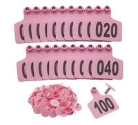 MRVAKDYDI Numero di identificazione in plastica per bovini, 100 Pezzi di Etichetta Auricolare Digitale for l'identificazione del Bestiame(Pink,4 * 5cm (1.57 * 1.96in) 201-300)