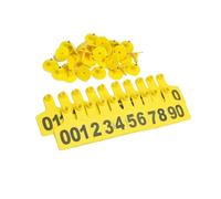 MRVAKDYDI Numero di identificazione in plastica per bovini, 100 Pezzi di Etichetta Auricolare Digitale for l'identificazione del Bestiame(Yellow,7.5 * 10cm (2.95 * 3.93in) 001-100)