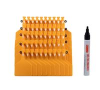MRVAKDYDI Numero di identificazione in plastica per bovini, Etichette Auricolari e marcatori in TPU Z di Grandi Dimensioni, 50/100 Pezzi, in Un Unico Pezzo(Orange,50pcs+Pen)