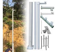MRVAKDYDI Palo per telecamere a Circuito Chiuso, Heavy Duty Security Camera Pole with Mounting Arms, Adjustable for Dome PTZ CCTV, White, Multiple Sizes(H 550cm/18ft(3 Sections))
