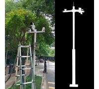 MRVAKDYDI Palo per telecamere a Circuito Chiuso, Outdoor Security Camera Mounting Pole, 4 Arms, Weatherproof, Black/White, 2.5-6m(White,4m (13.1ft))