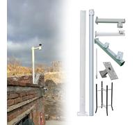 MRVAKDYDI Palo per telecamere a Circuito Chiuso, White Outdoor Security Cam Mount Pole, Solar Bracket, Ground Cage, Wire Hole, 8.2-19.6ft(H 300cm/9.8ft(2 Sections))