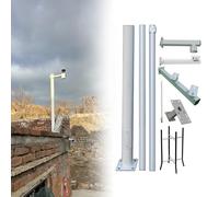 MRVAKDYDI Palo per telecamere a Circuito Chiuso, White Outdoor Security Cam Mount Pole, Solar Bracket, Ground Cage, Wire Hole, 8.2-19.6ft(H 550cm/18ft(3 Sections))