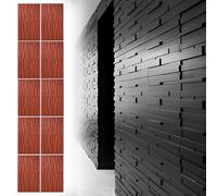 MRVAKDYDI Pannelli murali Decorativi 3D, 3D PU Wall Panels Wood Grain Waterproof Multicolor Multiple Sizes(Red,10pcs)