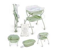 Ms Baby World Vasca Bagno Bubble + Riduttore- Vaschetta da bagno ergonomica per neonati con gambe e fasciatoio imbottito impermeabile con chiusura compatta, cestino e 4 ruote con freni.