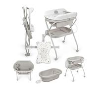 Ms Baby World Vasca Bagno Bubble + Riduttore- Vaschetta da bagno ergonomica per neonati con gambe e fasciatoio imbottito impermeabile con chiusura compatta, cestino e 4 ruote con freni.