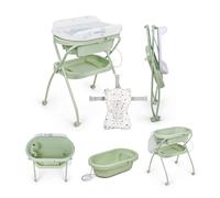 MS BabyWorld - BUBBLE + CUSCINO RIDUTTORE - Vaschetta Bagnetto Ergonomica con Supporto | Fasciatoio Impermeabile Imbottito | Chiusura Compatta | Organizzatore | 4 Ruote con Freni