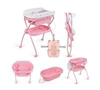 MS BabyWorld - BUBBLE + CUSCINO RIDUTTORE - Vaschetta Bagnetto Ergonomica con Supporto | Fasciatoio Impermeabile Imbottito | Chiusura Compatta | Organizzatore | 4 Ruote con Freni