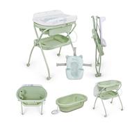 MS BabyWorld - BUBBLE + CUSCINO RIDUTTORE - Vaschetta Bagnetto Ergonomica con Supporto | Fasciatoio Impermeabile Imbottito | Chiusura Compatta | Organizzatore | 4 Ruote con Freni