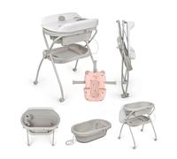 MS BabyWorld - BUBBLE + CUSCINO RIDUTTORE - Vaschetta Bagnetto Ergonomica con Supporto | Fasciatoio Impermeabile Imbottito | Chiusura Compatta | Organizzatore | 4 Ruote con Freni