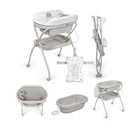 MS BabyWorld - BUBBLE + CUSCINO RIDUTTORE - Vaschetta Bagnetto Ergonomica con Supporto | Fasciatoio Impermeabile Imbottito | Chiusura Compatta | Organizzatore | 4 Ruote con Freni