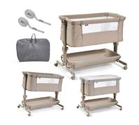 ms BabyWorld Co-sleeping Lettino Comfy - Lettino Co-sleeping Multi-altezza regolabile, reclinabile - Materasso incluso e include zanzariera di serie (Beige)