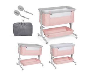 ms BabyWorld Co-sleeping Lettino Comfy - Lettino Co-sleeping Multi-altezza regolabile, reclinabile - Materasso incluso e include zanzariera di serie (Rosa)