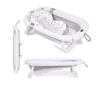 Ms Babyworld - FLEX + TERMOMETRO + CUSCINO - Vaschetta da bagno pieghevole e flessibile | Fino a 24 mesi | Termometro | Cuscino riduttore per neonati | Piedini antiscivolo | Indicatore di temperatura