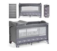 ms BabyWorld - Oxford - Lettino da viaggio e co-sleeping 2 in 1 | Altezza regolabile | Fasciatoio integrato | Zanzariera inclusa | Pieghevole e portatile | Unisex | Facile da montare e compatto