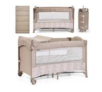 ms BabyWorld - Oxford - Lettino da viaggio e co-sleeping 2 in 1 | Altezza regolabile | Fasciatoio integrato | Zanzariera inclusa | Pieghevole e portatile | Unisex | Facile da montare e compatto