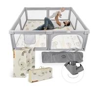 MS BabyWorld - Recinto per bambini XXL + Tappeto gioco per bambini 180 * 200 cm - Tappeto bifacciale, altamente imbottito (spessore 1,5 cm), Box molto grande e alto - pieghevole e con borsa trasporto