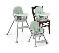 MS BabyWorld - Seggiolone pappa BELLY e SPOON - Convertibile in rialzo e in sedia | 3 in 1 | Seggiolone pieghevole con seduta imbottita | Portatile, stabile e sicuro | Gambe antiscivolo (Spoon Vert)