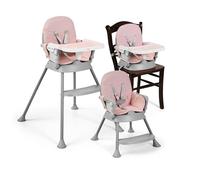 MS BabyWorld - Seggiolone pappa BELLY e SPOON - Convertibile in rialzo e in sedia | 3 in 1 | Seggiolone pieghevole con seduta imbottita | Portatile, stabile e sicuro | Gambe antiscivolo (Spoon Rose)