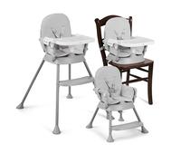 MS BabyWorld - Seggiolone pappa BELLY e SPOON - Convertibile in rialzo e in sedia | 3 in 1 | Seggiolone pieghevole con seduta imbottita | Portatile, stabile e sicuro | Gambe antiscivolo (Spoon Gris)