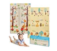 ms babyworld trendy - tappeto gioco per bambini - disponibile in 3 dimensioni a scelta - double-face, tappeto molto imbottito (1 cm) - con borsa per il trasporto. (Tigre/Giraffa, 120 * 120)